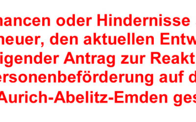 Aurich ´ran an die Bahn lädt ein zum öffentlichen Informationsaustausch, am Freitag, 21. Februar um 19 Uhr im Europahaus in Aurich